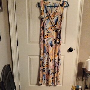Multicolor Sleeveless Wrap Jumpsuit Tag Has Been Cut Out 95% Polyester 5% Spande